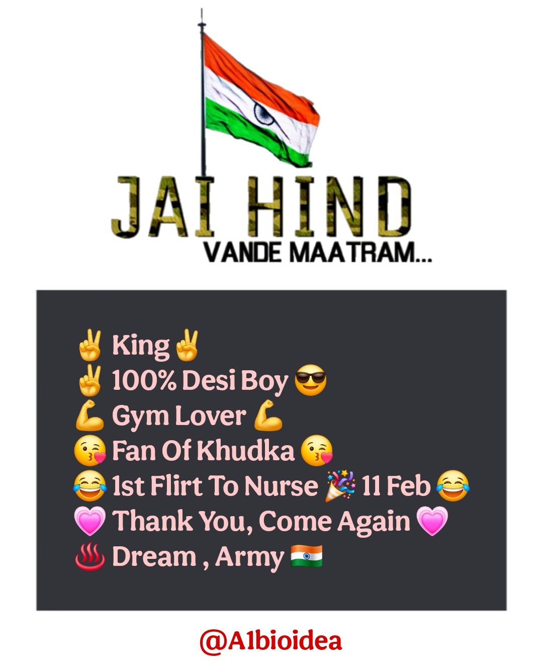 Instagram bio for army lover boy