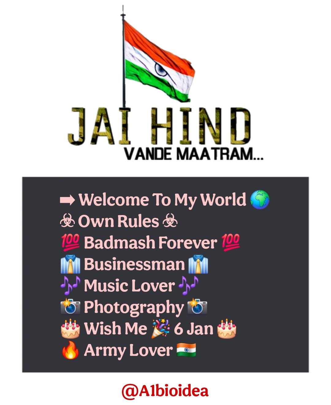 Army bio for instagram in hindi with emoji