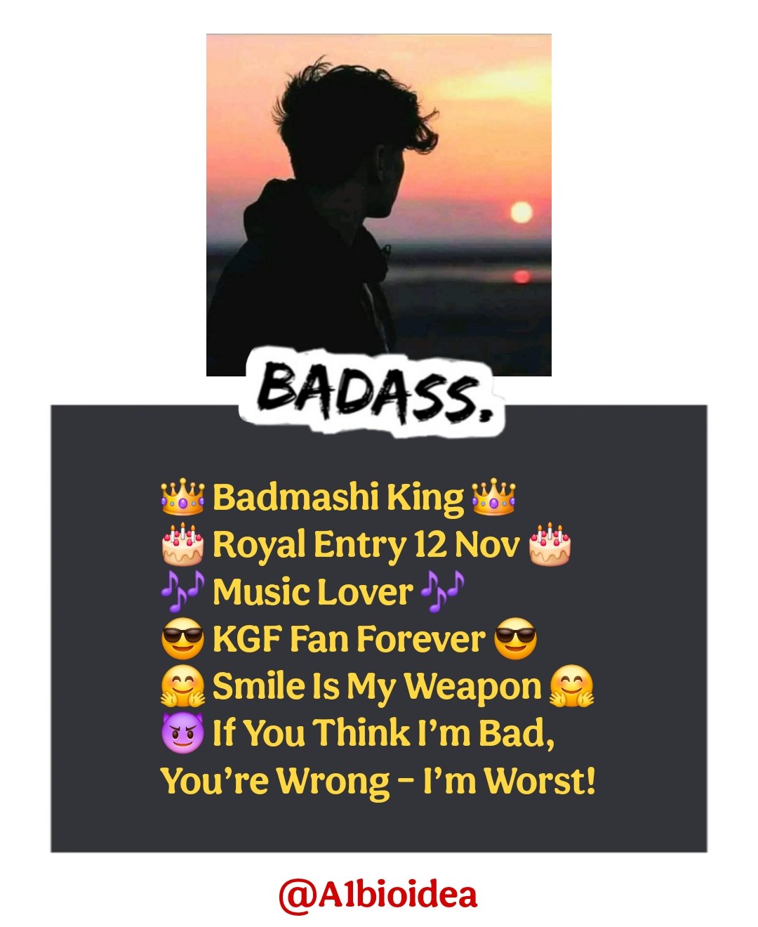 Attitude badmashi bio for instagram
