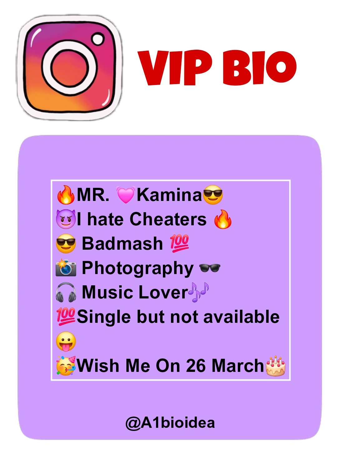 Instagram bio in stylish font with emoji