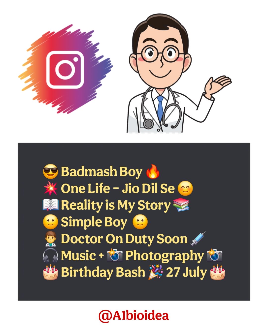 Medical student Instagram bio for boy