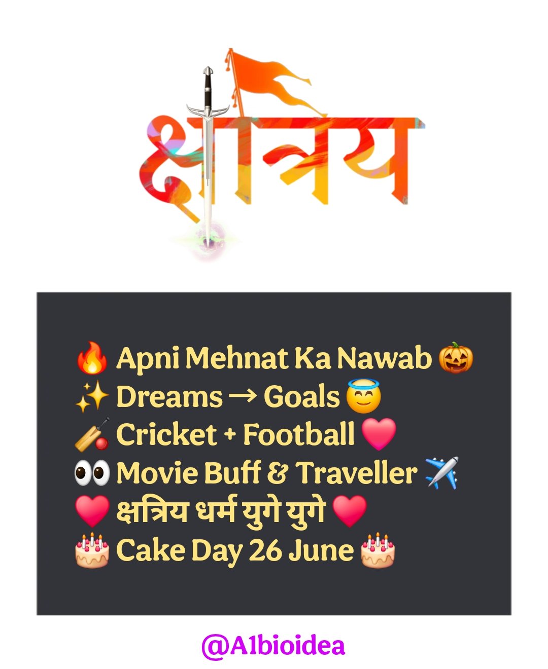 क्षत्रिय Instagram Bio