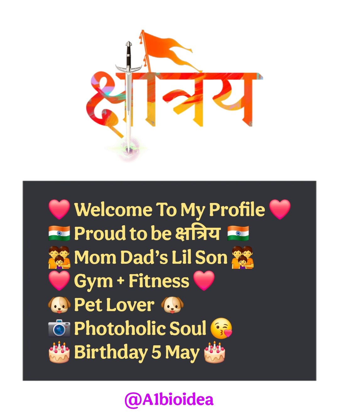 क्षत्रिय धर्म युगे युगे Bio For Instagram