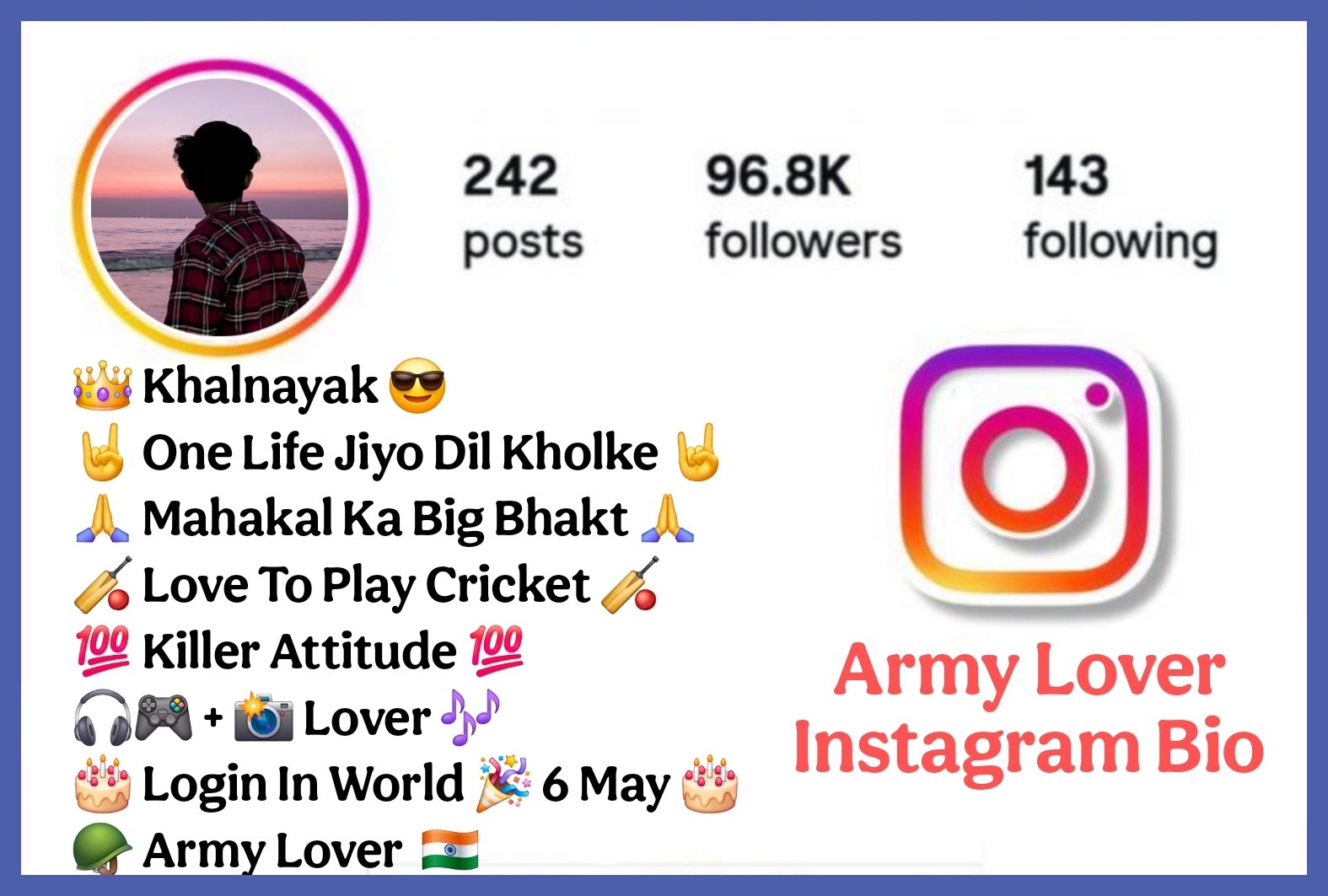 Army bio for Instagram